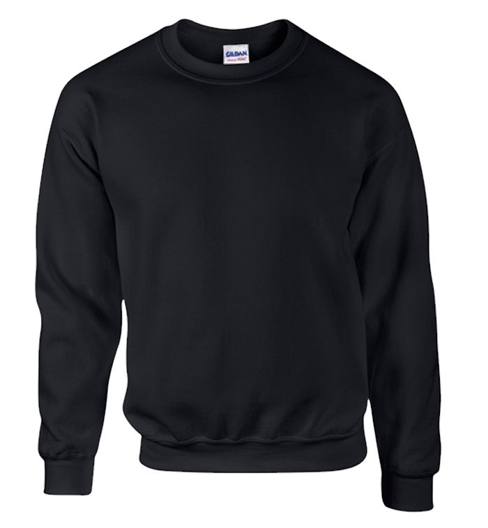 12 Wholesale Gildan First Quality Unisex Black Crew neck Sweatshirt