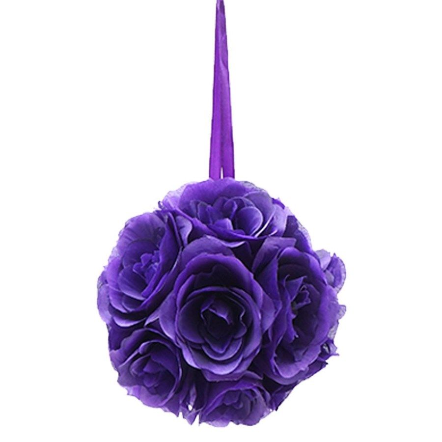 36 Wholesale Six Inch Pom Flower Purple at