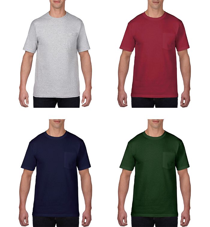 24 Wholesale Men's Assorted Color Lightweight Pocket T-Shirt, Size ...
