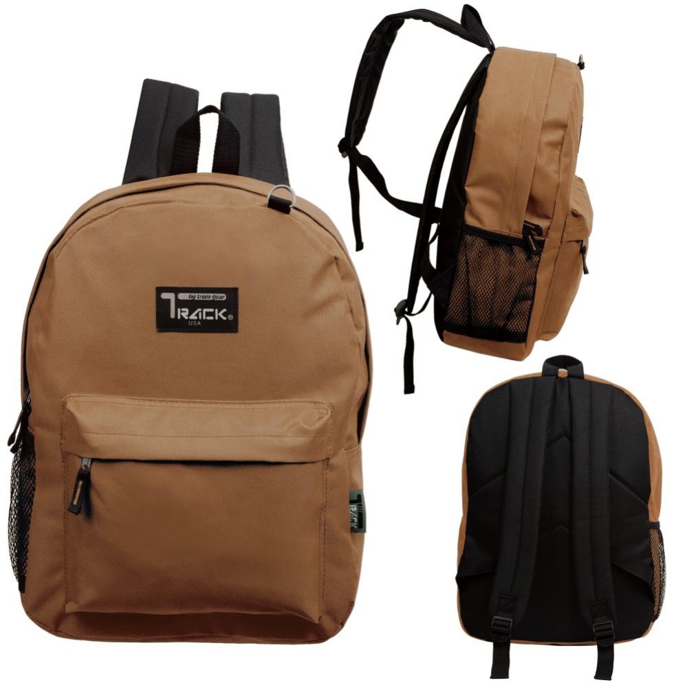 24 Wholesale 17 Inch Classic Bulk Backpacks In Brown at