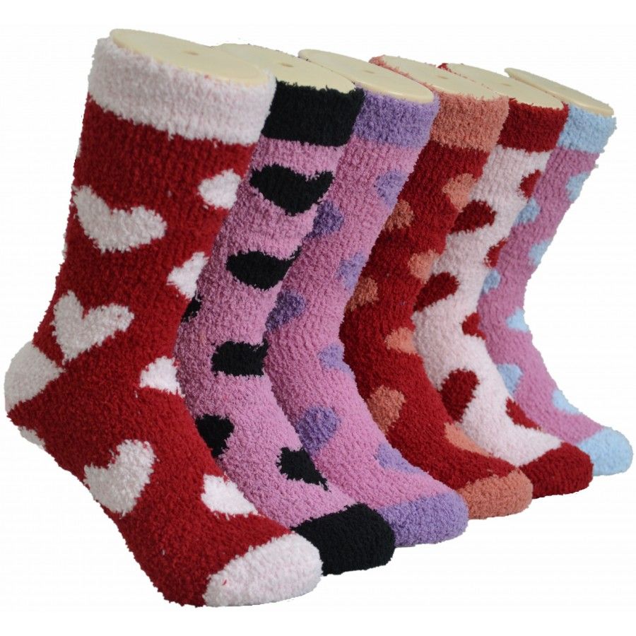 180 Wholesale Women's Fluffy Cozy Socks With Heart Design at