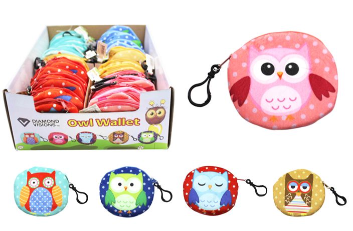 72 Wholesale Owl Coin Purse Keychain - at - www.waldenwongart.com