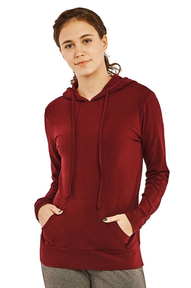24 Wholesale Women's Lightweight Pullover Hoodie Burgundy - at - wholesalesockdeals.com