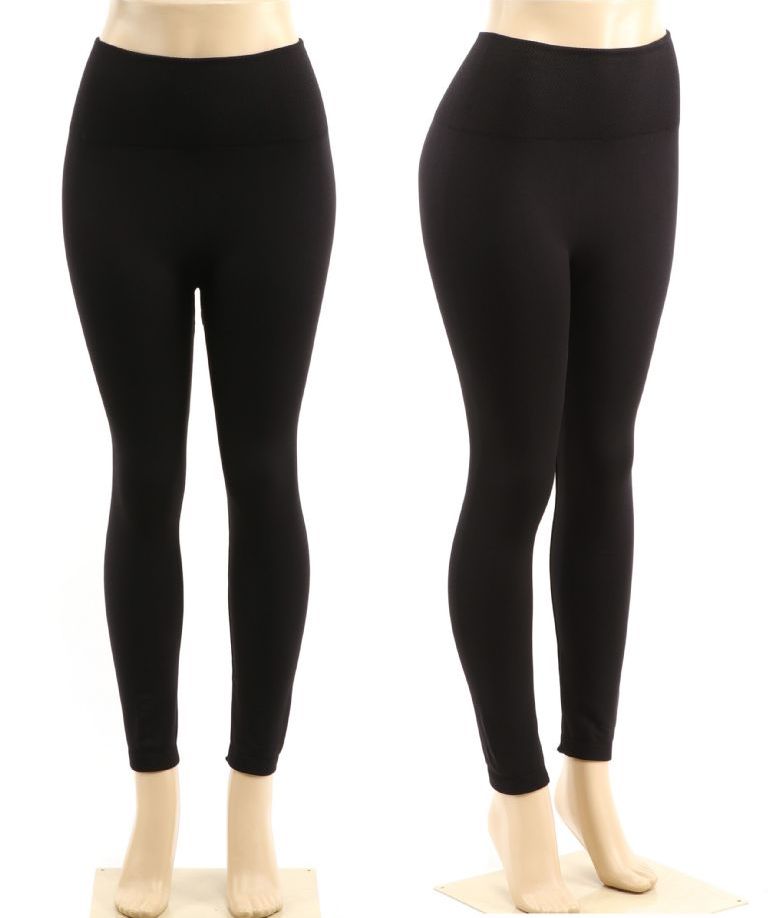 48 Wholesale Women's Black Fleece Lined Leggings One Size - at ...