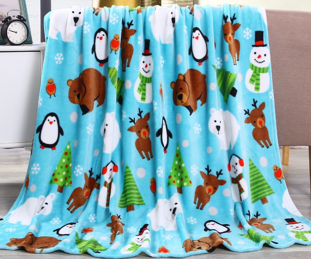 24 Wholesale Holiday Pals Printed Fleece Blankets Size 50 X 60 at