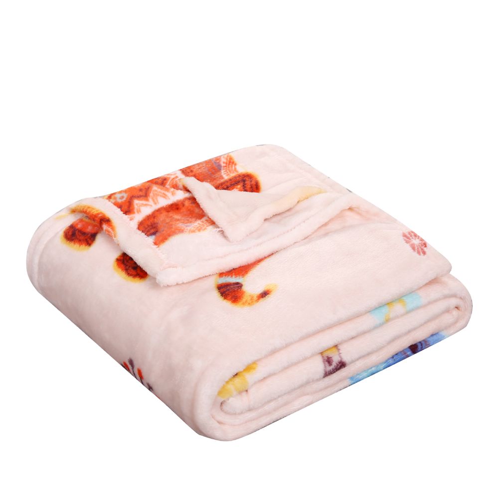24 Wholesale Children's Boho Elephant Printed Fleece Blanket Size 50 X 60 at