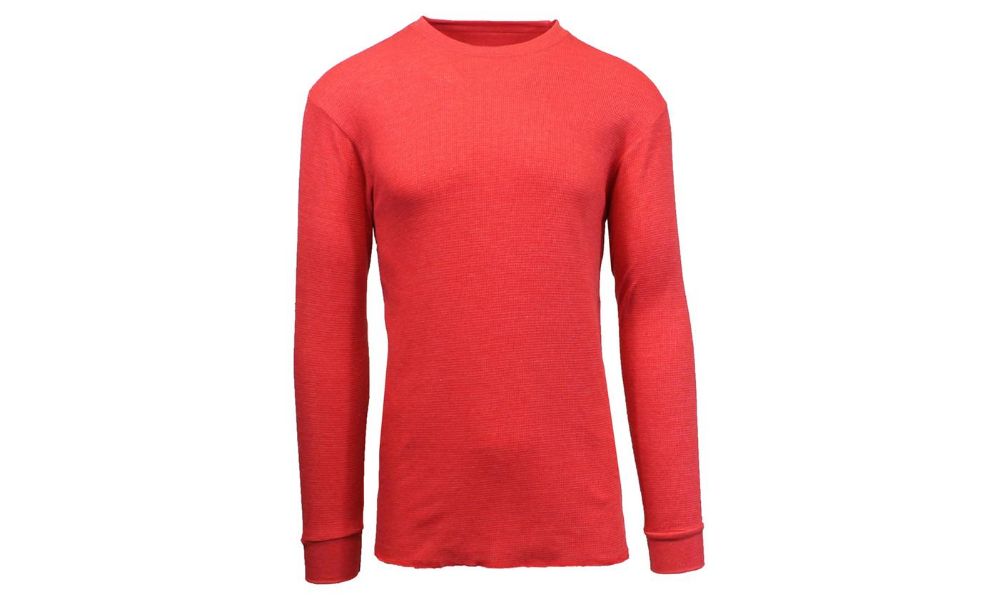 36 Wholesale Men's Waffle Knit Thermal Shirt In Red,size 2xl at