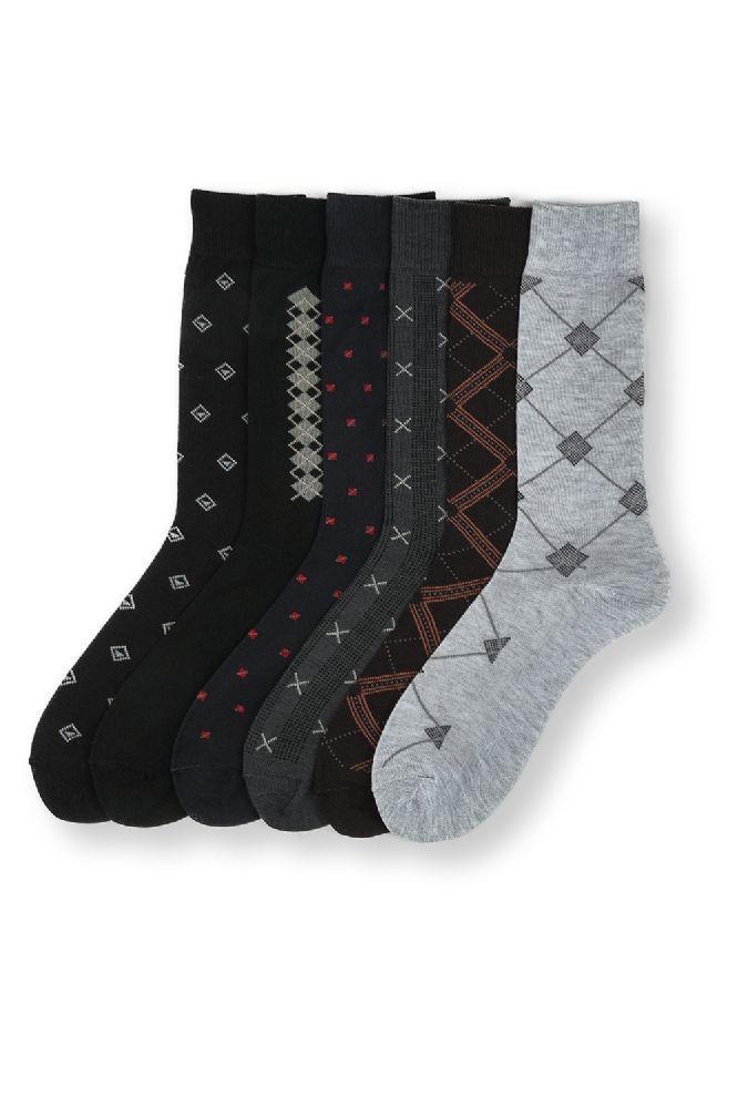 144 Wholesale Men's Assorted Patterned Dress Socks 1013 at