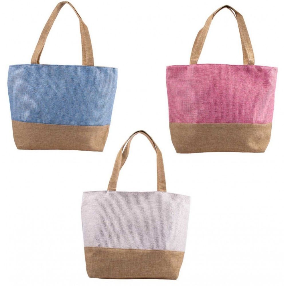 24 Wholesale 18" Large Beach Bulk Tote Bags In 3 Assorted Colors at