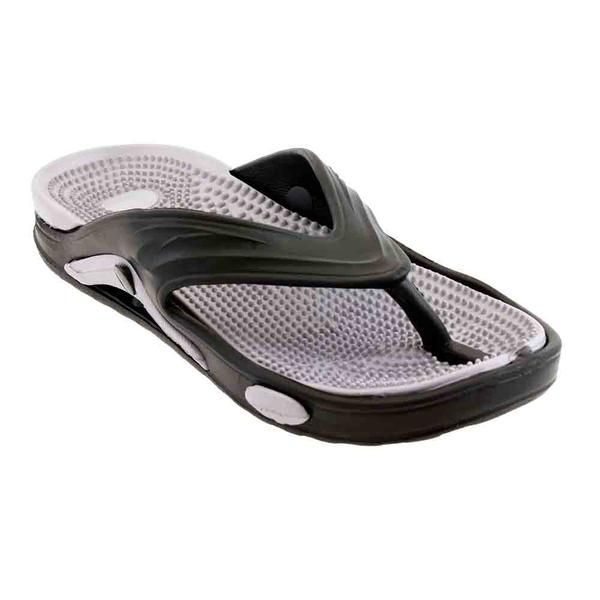 48 Wholesale Mens Thong Sandals In Black And Grey at