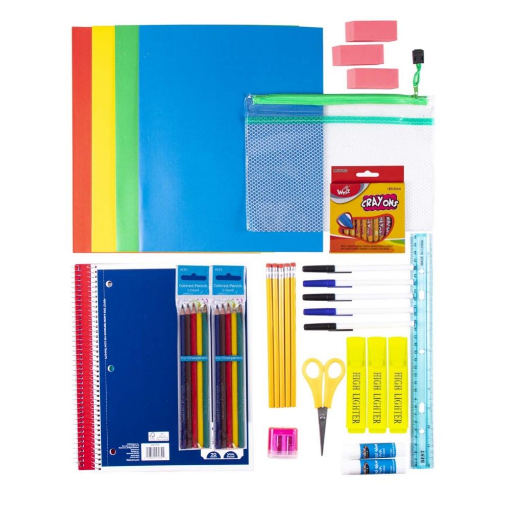 12 Wholesale 48 Piece Deluxe Kids Bulk School Supply Kits at