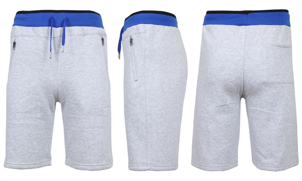 24 Wholesale Men's Fleece Jogger Shorts With Zipper Pockets S2xl