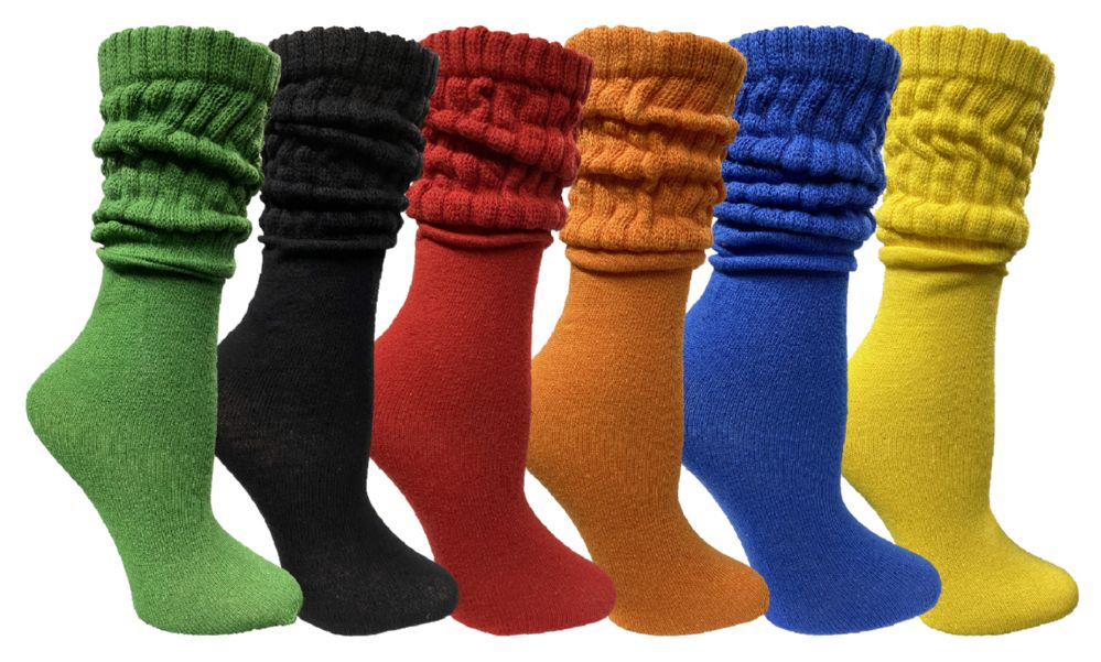 6 Wholesale Yacht & Smith Women's Slouch Socks Size 911 Assorted