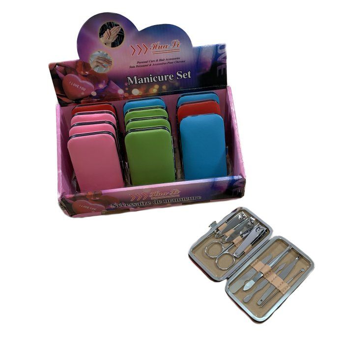 36 Wholesale 9 Piece Manicure Set Solid Color at