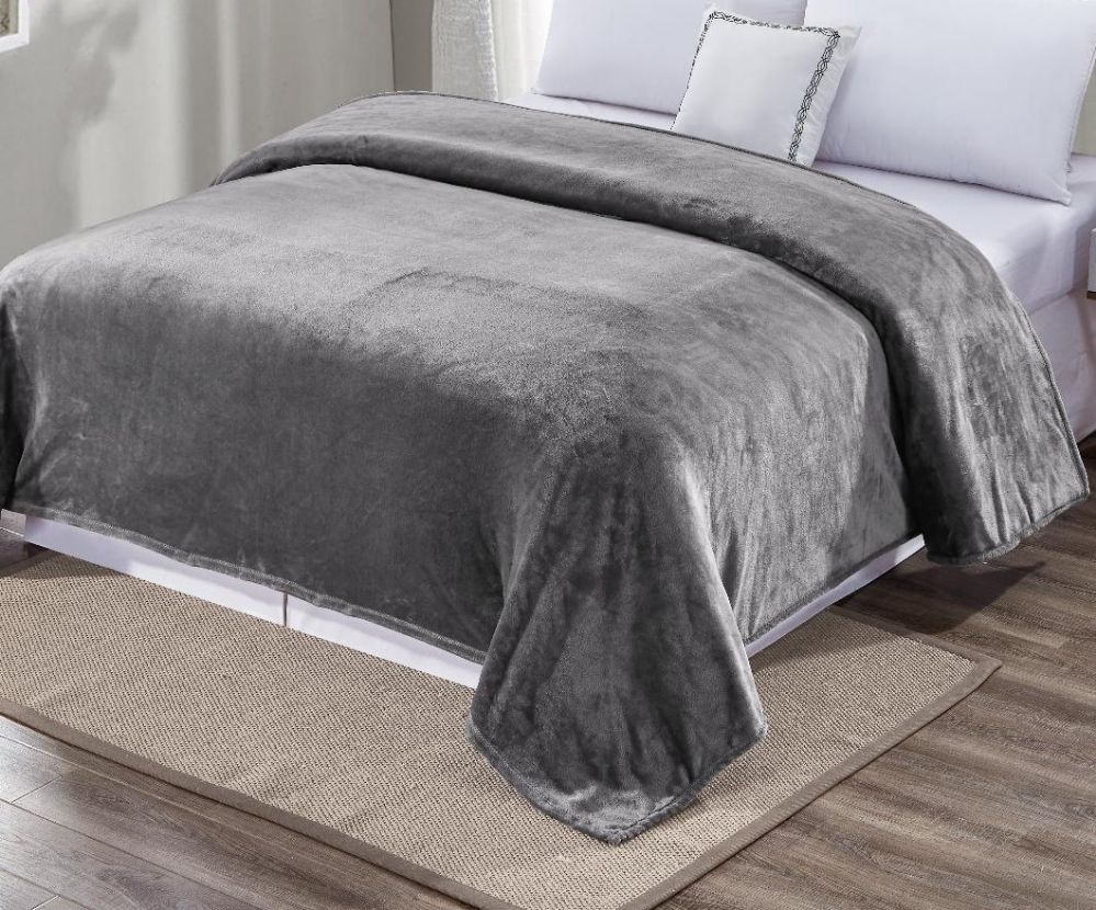12 Wholesale Ultra Plush Solid Grey Color King Size Blanket at