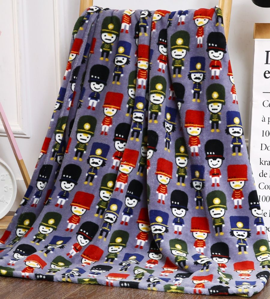 24 Wholesale Nutcracker Holiday Throw Design Micro Plush Throw Blanket