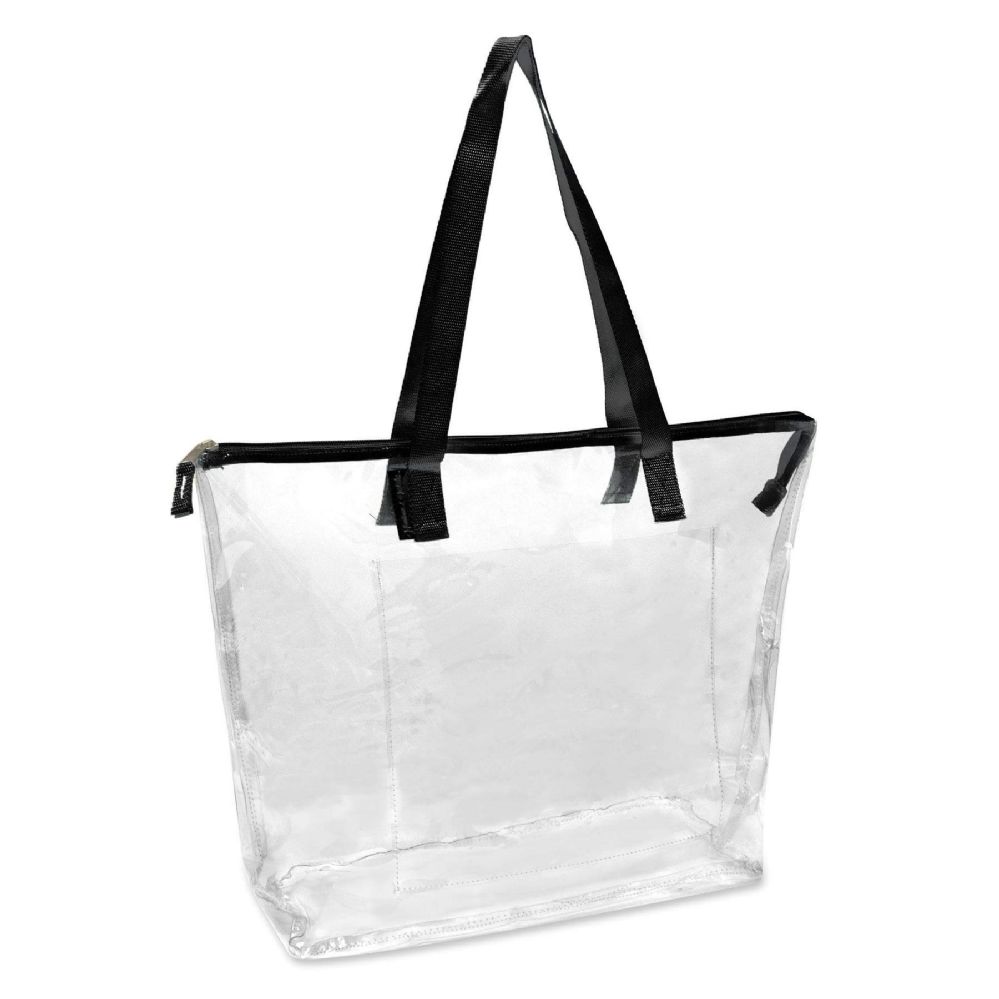 24 Wholesale Clear Tote Bag In Black - at - wholesalesockdeals.com