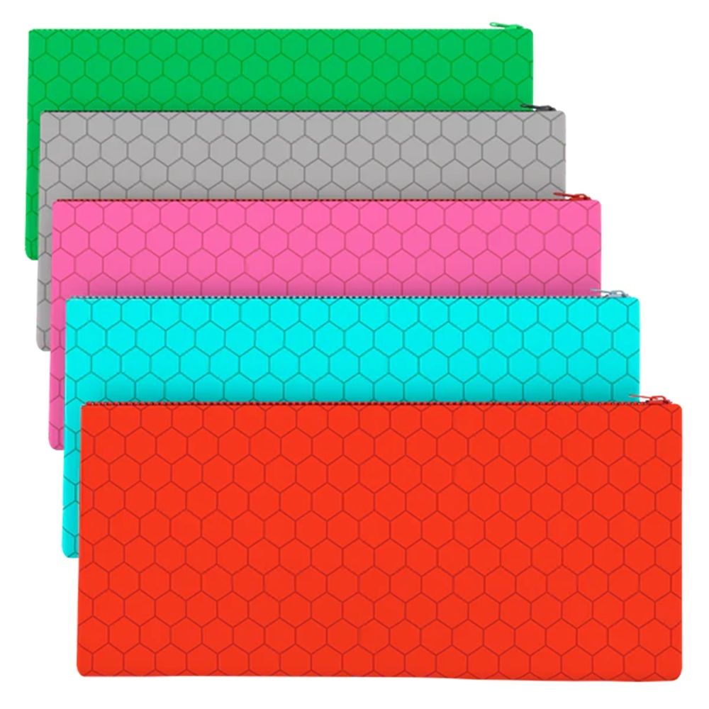 96 Wholesale Zipper Pencil Pouch Assorted Colors at