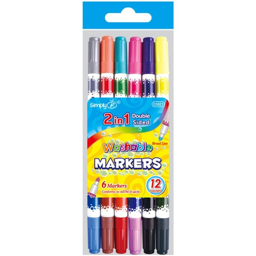 96 Wholesale 6 Piece Washable Markers at