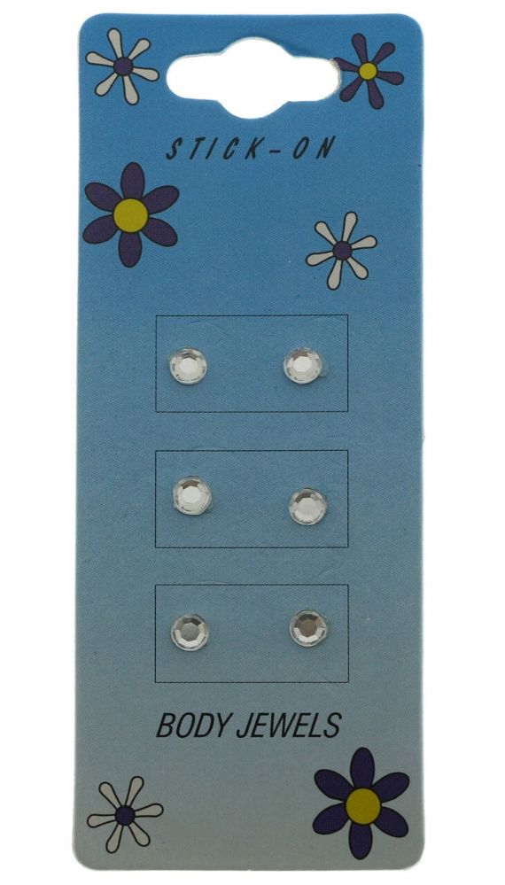 96 Wholesale Self Adhesive Faceted Acrylic Body Jewel Set Clear at