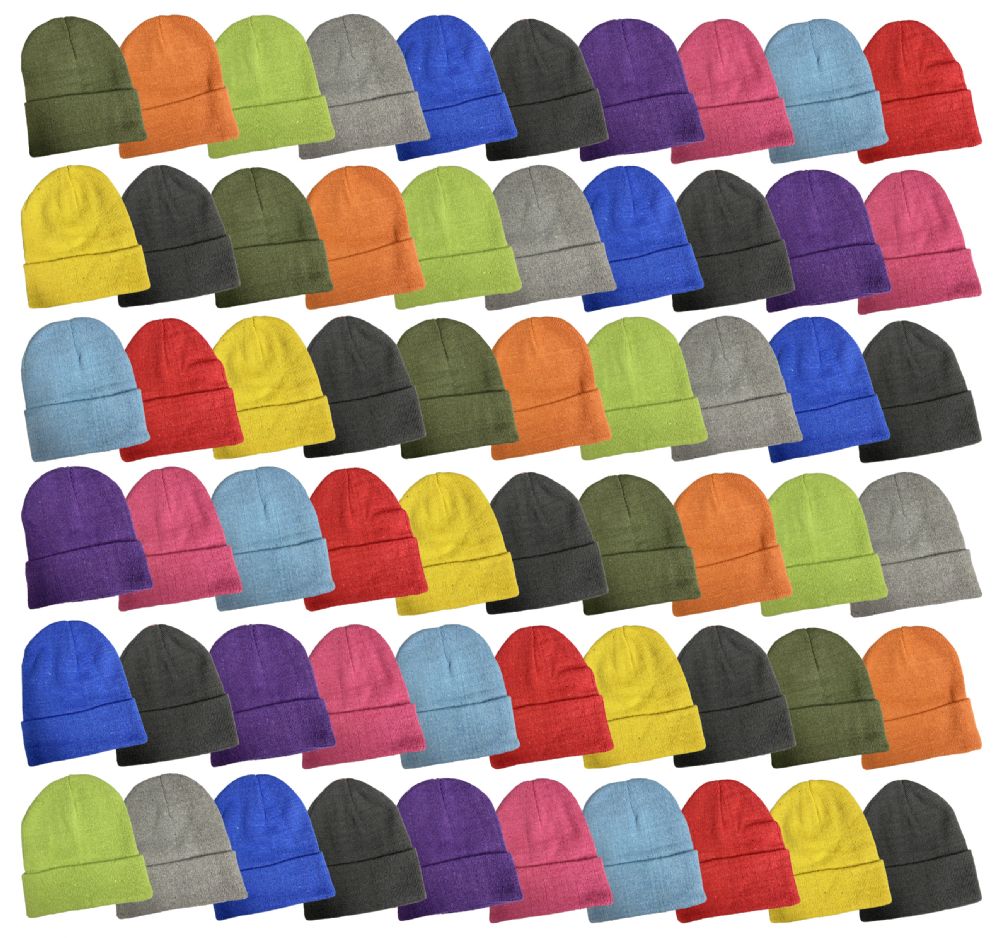 60 Wholesale Yacht & Smith Unisex Stretch Colorful Winter Warm Knit Beanie Hats, Many Colors