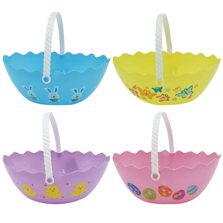 72 Wholesale Oval Plastic Easter Bucket In Mixed Color at