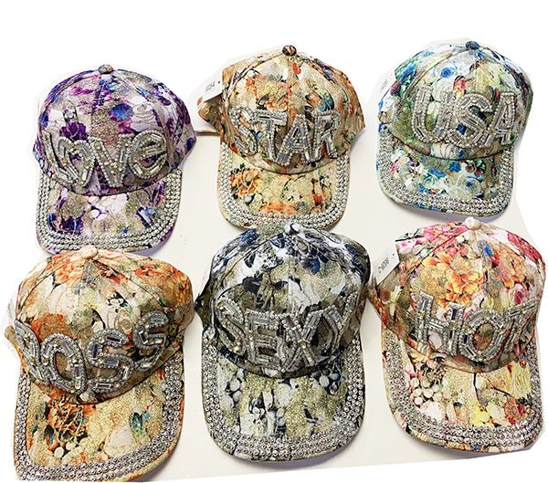 60 Wholesale Mixed Bling Baseball Caps Assorted at