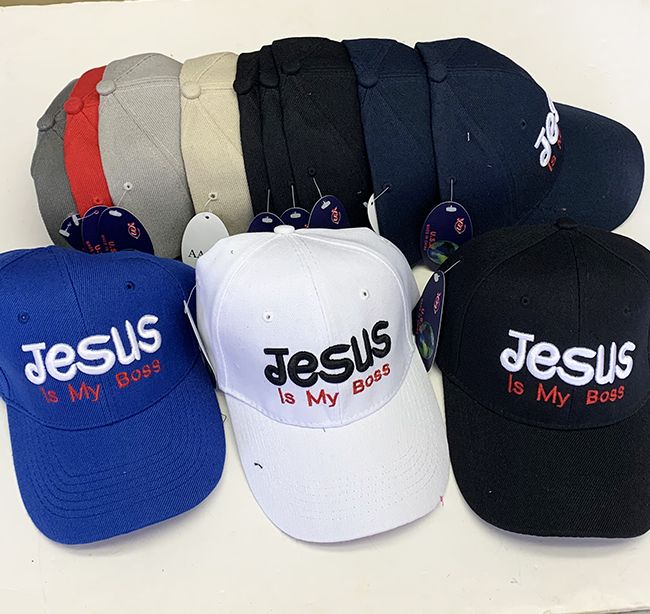 60 Wholesale Jesus Is My Boss Baseball Caps Hats Embroidered In Assorted Color at