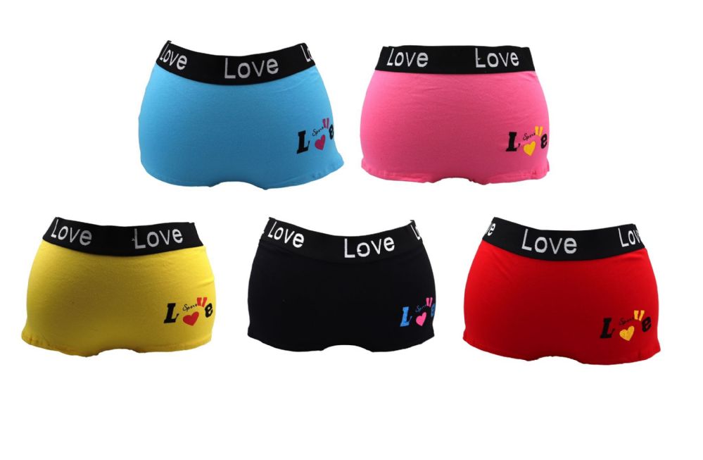 72 Wholesale Ladies Boy Cut Panties Love Printed at