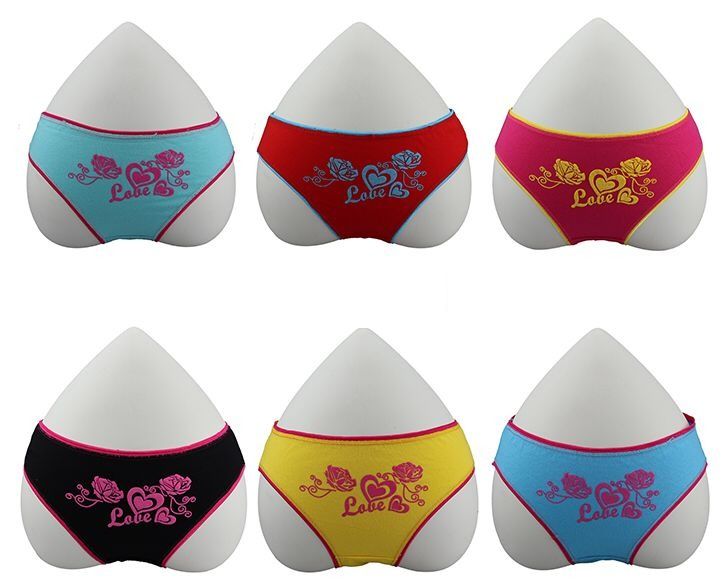144 Wholesale Womens Solid Color Panties With Love Print at