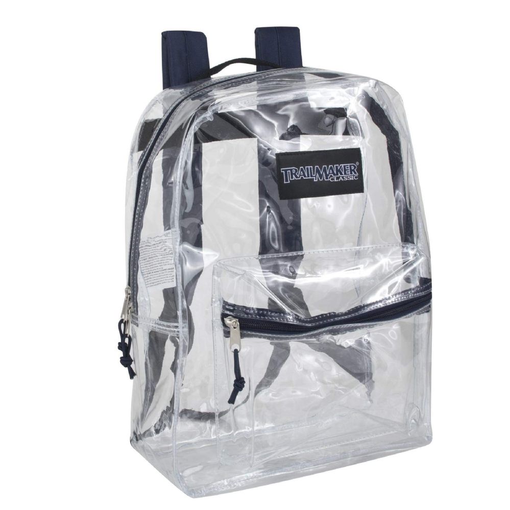 24 Wholesale Classic 17 Inch Clear Backpack Navy - at ...