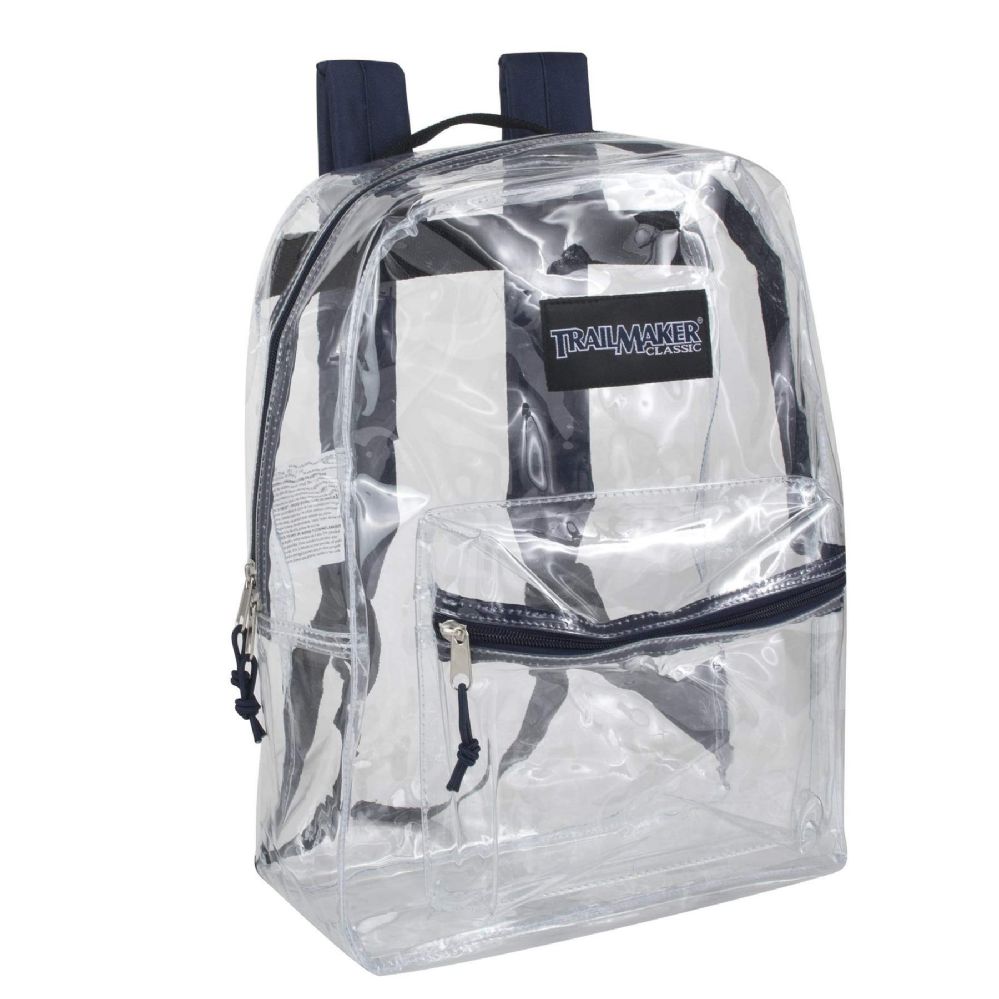 24 Wholesale Classic 17 Inch Clear Backpack Navy at