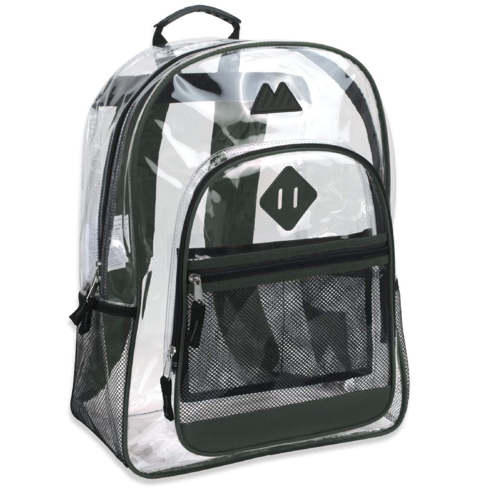24 Wholesale 17 Inch Clear Backpack GREEN at