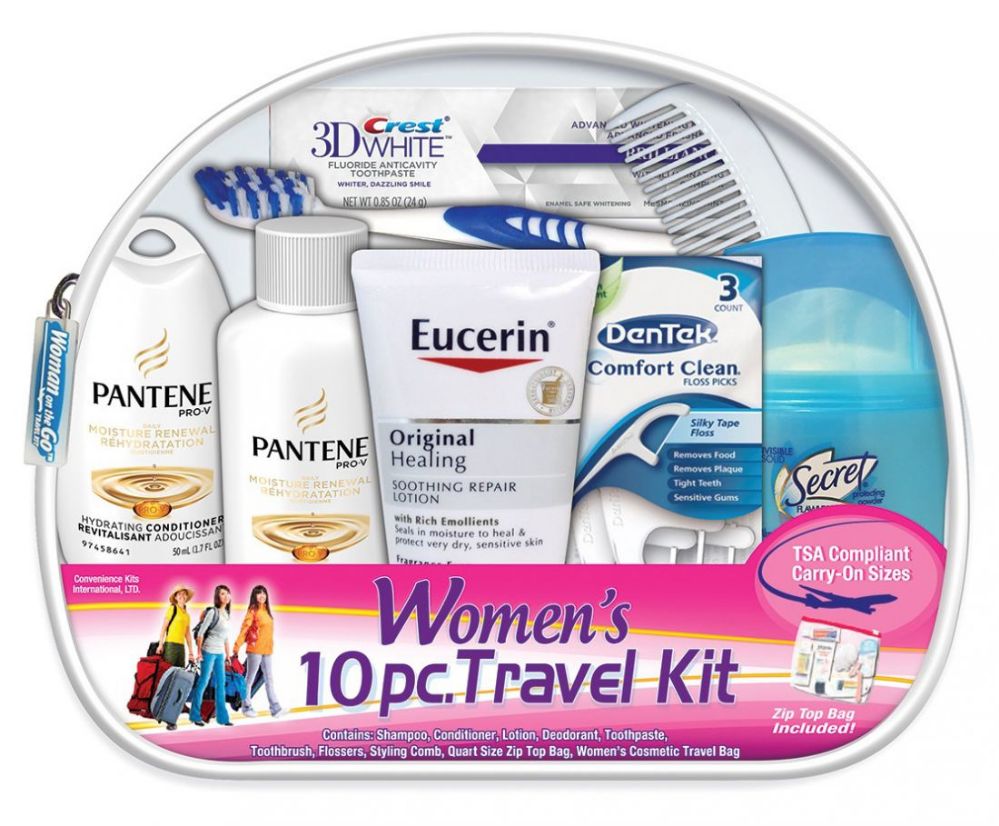 6 Wholesale Women's Travel Hygiene Convenience Kits 10 pc. in