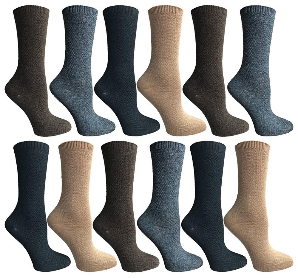 12 Wholesale Socksnbulk Womens Dress Crew Socks, Bulk Pack Assorted