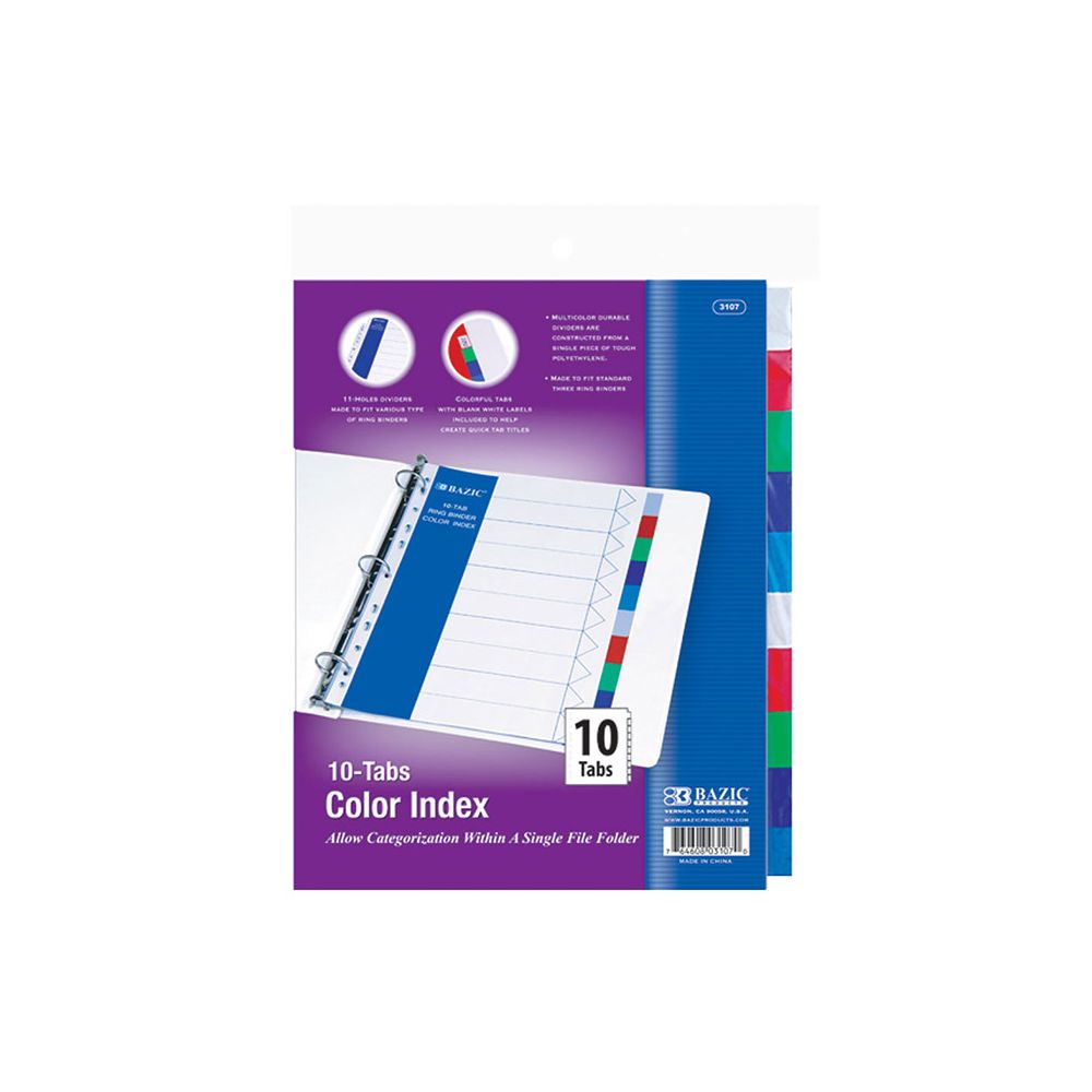24 Wholesale 3Ring Binder Dividers W/ 10Color Tabs at
