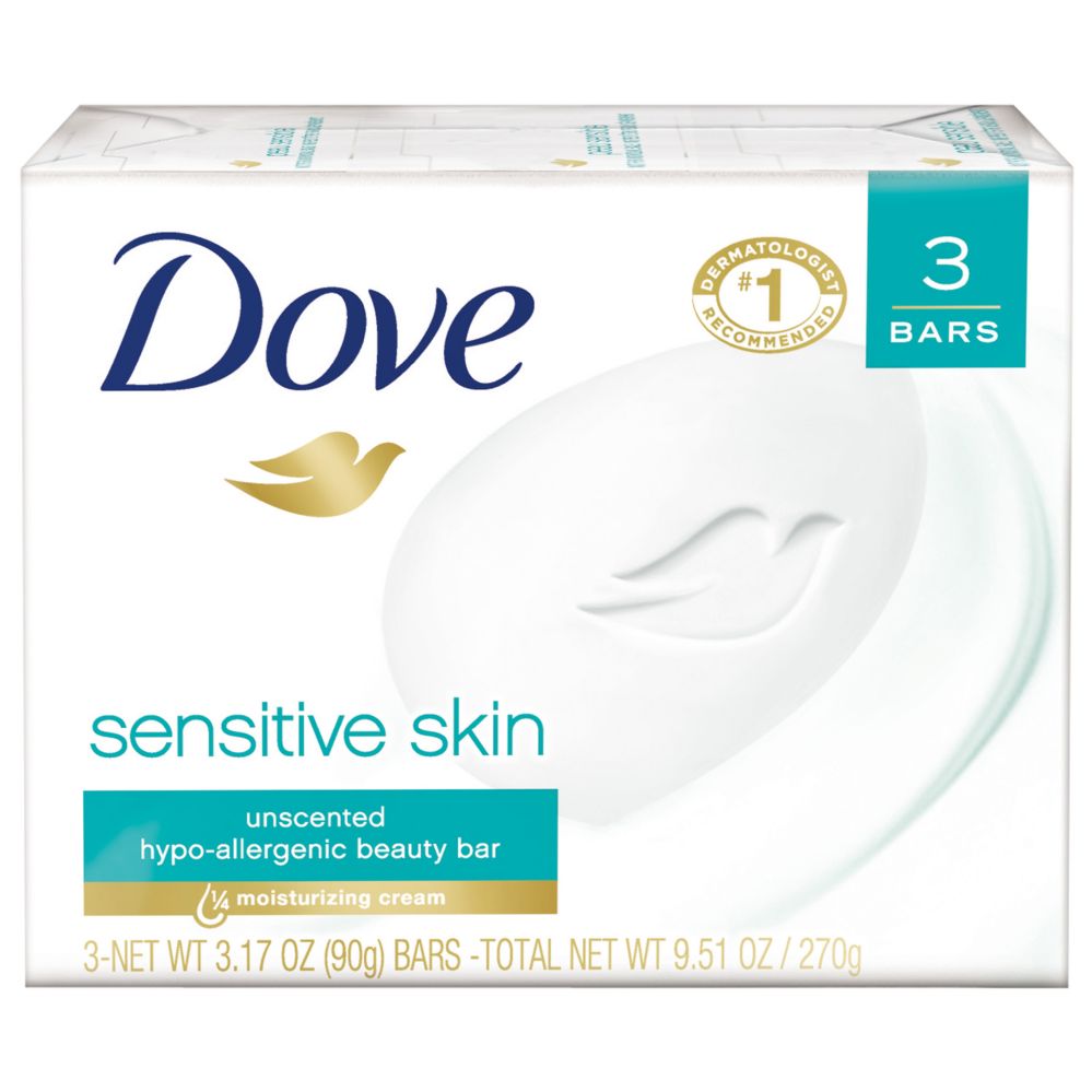 12 Wholesale Dove Bar Soap 3 Pk 3.17 Oz Sensitive Skin at