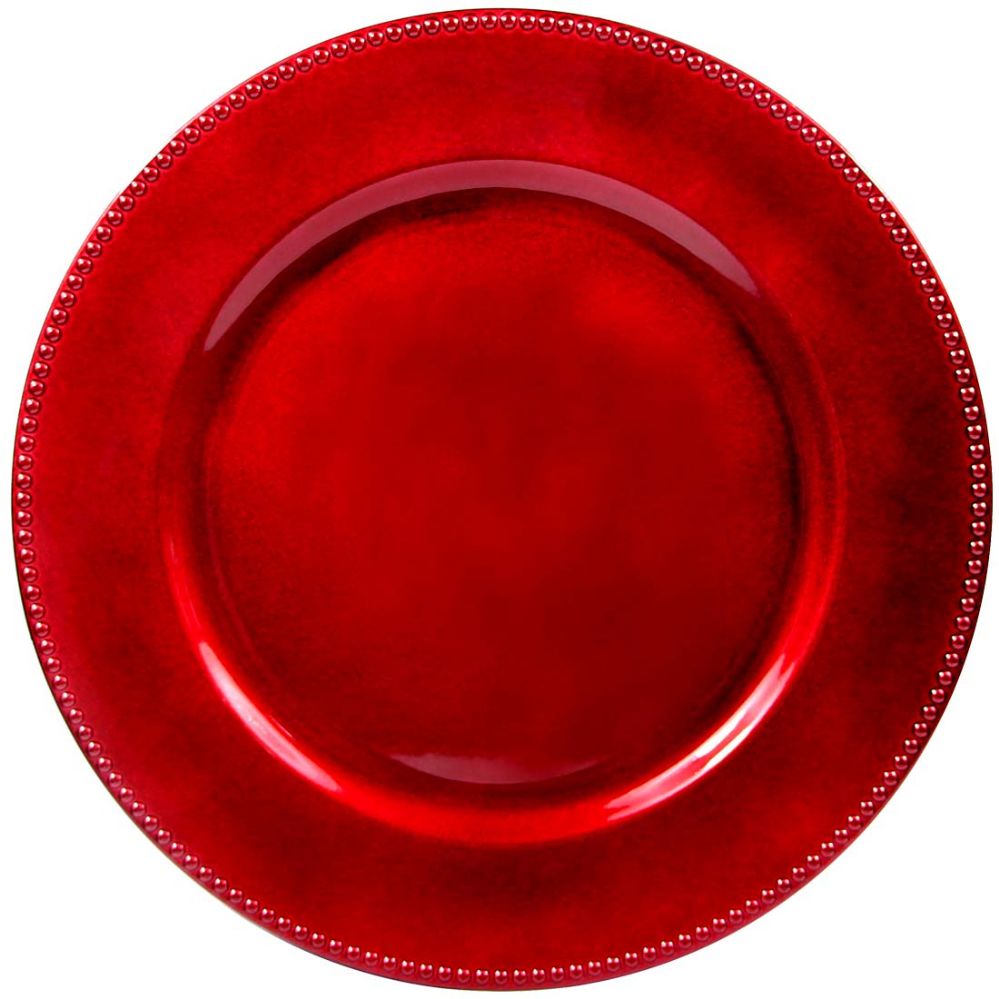 24 Wholesale Crown Dinnerware Charger Plate 13 Red at