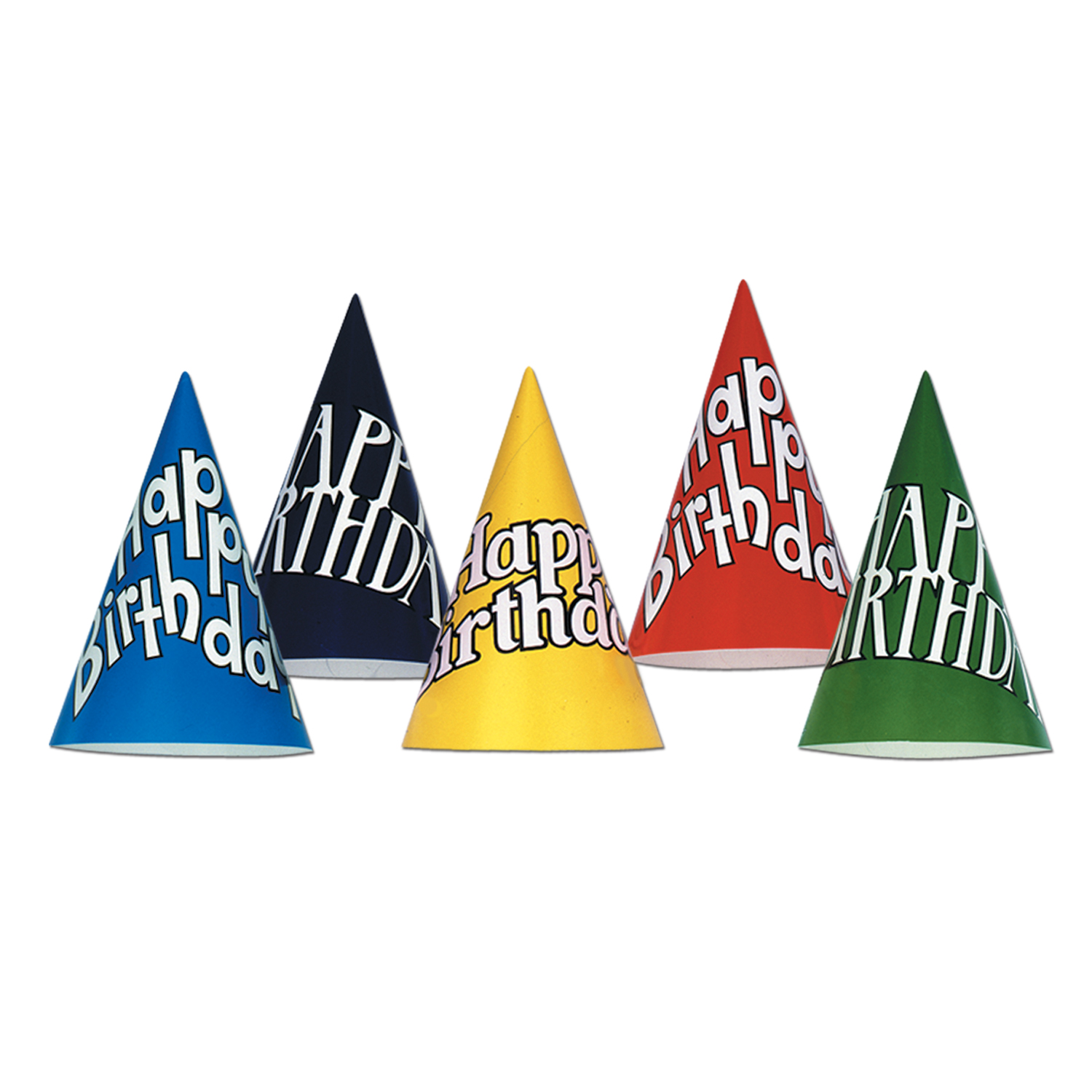 144 Wholesale Happy Birthday Cone Hats Asstd Designs; Medium Head Size W/elastic Attached at