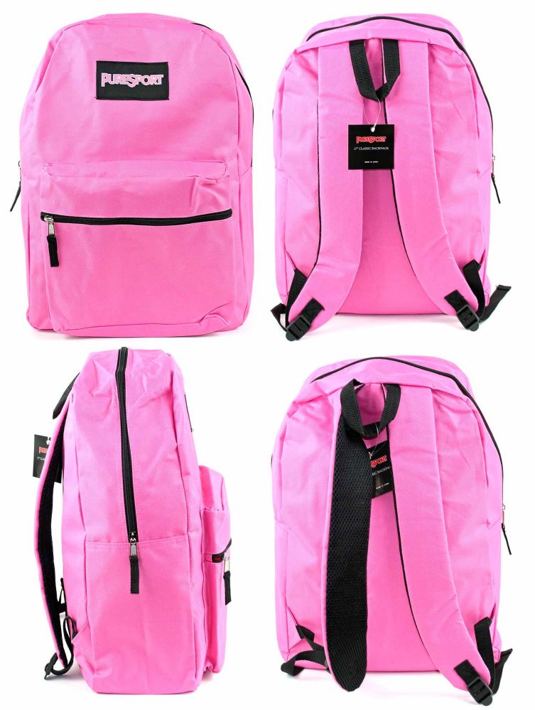 12 Wholesale 17" Classic Backpacks Pink at