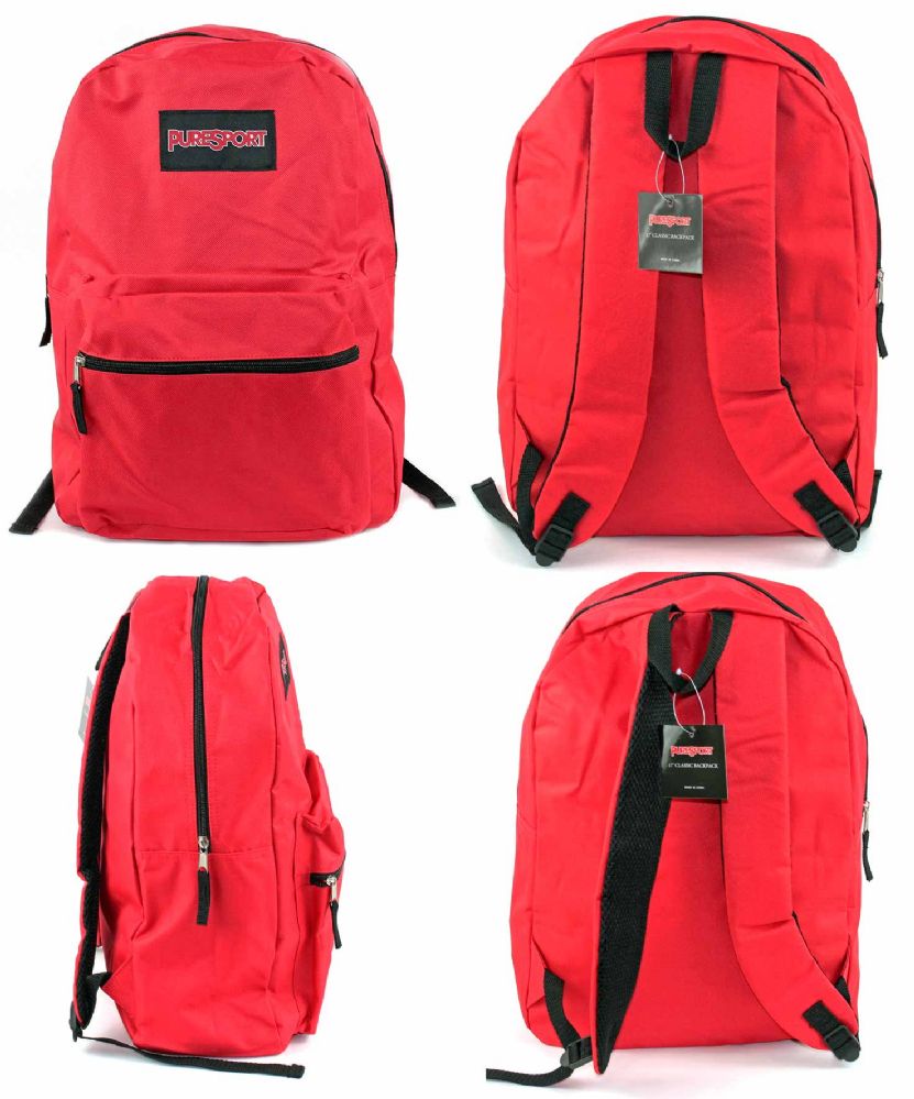 12 Wholesale 17" Classic Backpacks Red at