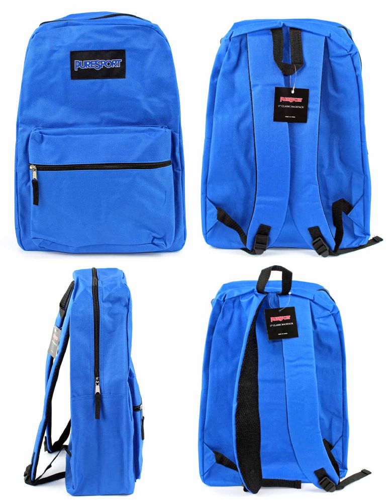 12 Wholesale 17" Classic Backpacks Blue at