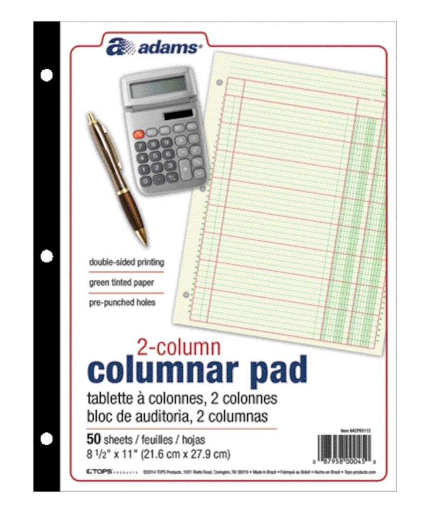 12 Wholesale Columnar Pad, 2 Col, 11" X 81/2", 12 Ea / ct at