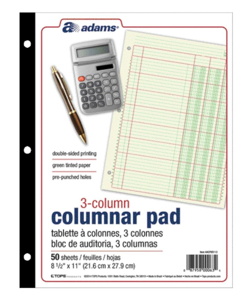 12 Wholesale Columnar Pad, 3 Col, 11" X 81/2", 12 Ea / ct at