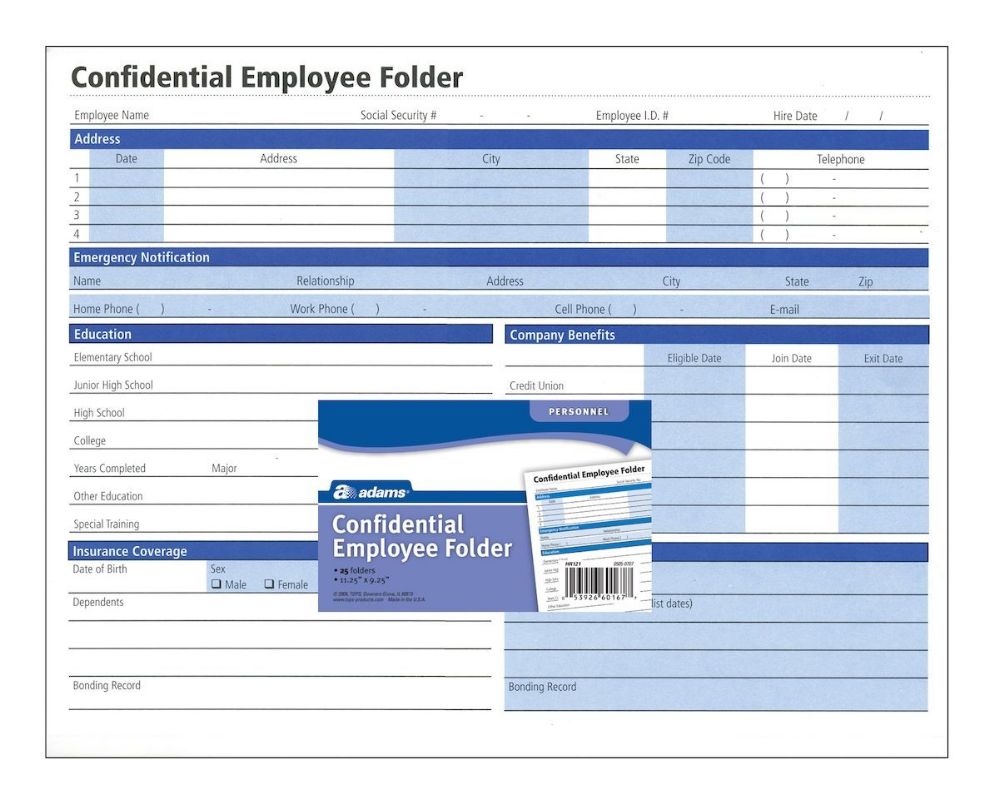 Wholesale Confidential Employee Folder at