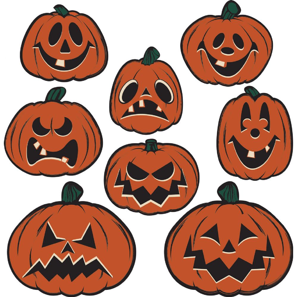 12 Wholesale Vintage Halloween Pumpkin Cutouts Prtd 2 Sides at
