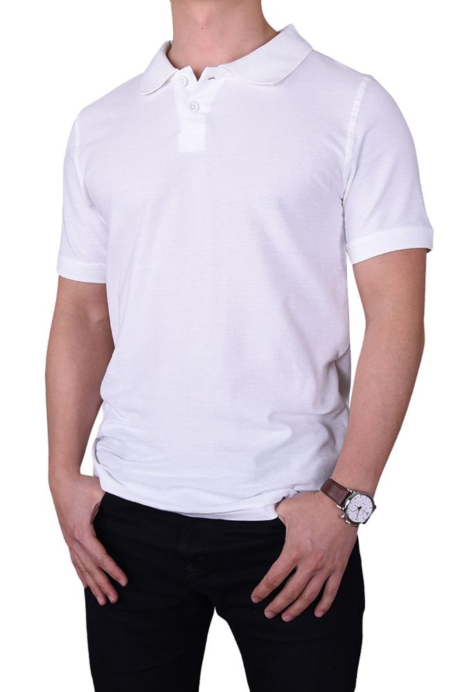 30 Wholesale Knocker Mens Slim Polo Shirt In White Size Large - at ...