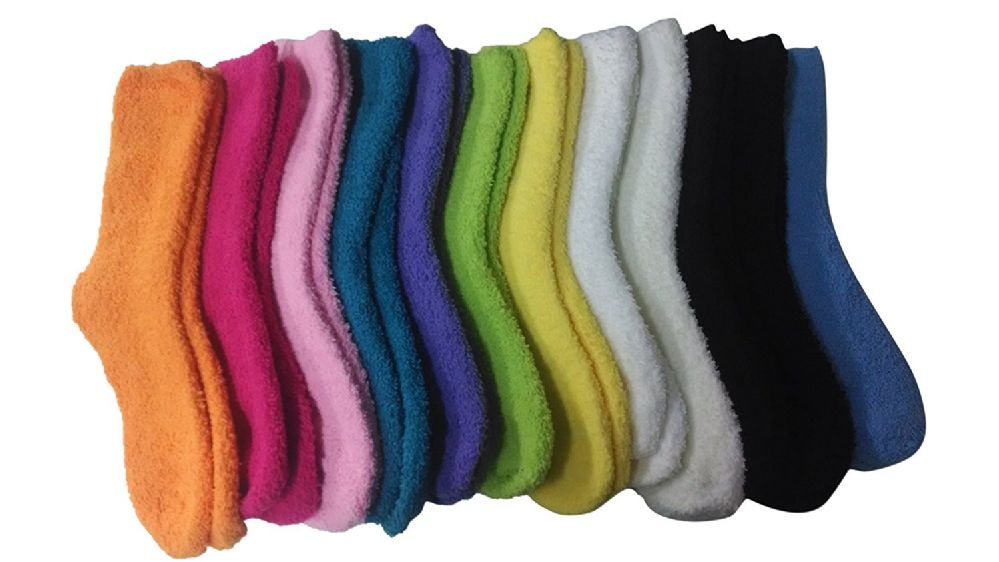 48 Wholesale Yacht & Smith Women's Solid Colored Fuzzy Socks Assorted ...