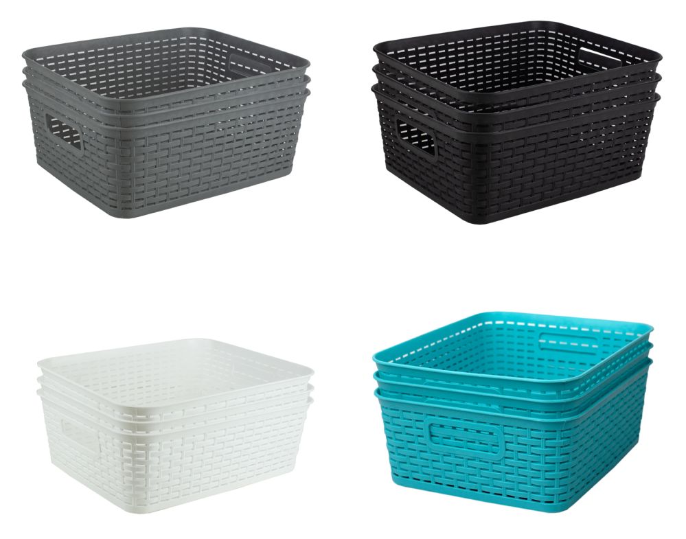 12 Wholesale Home Basics Classic Weave MultIPurpose Large Plastic
