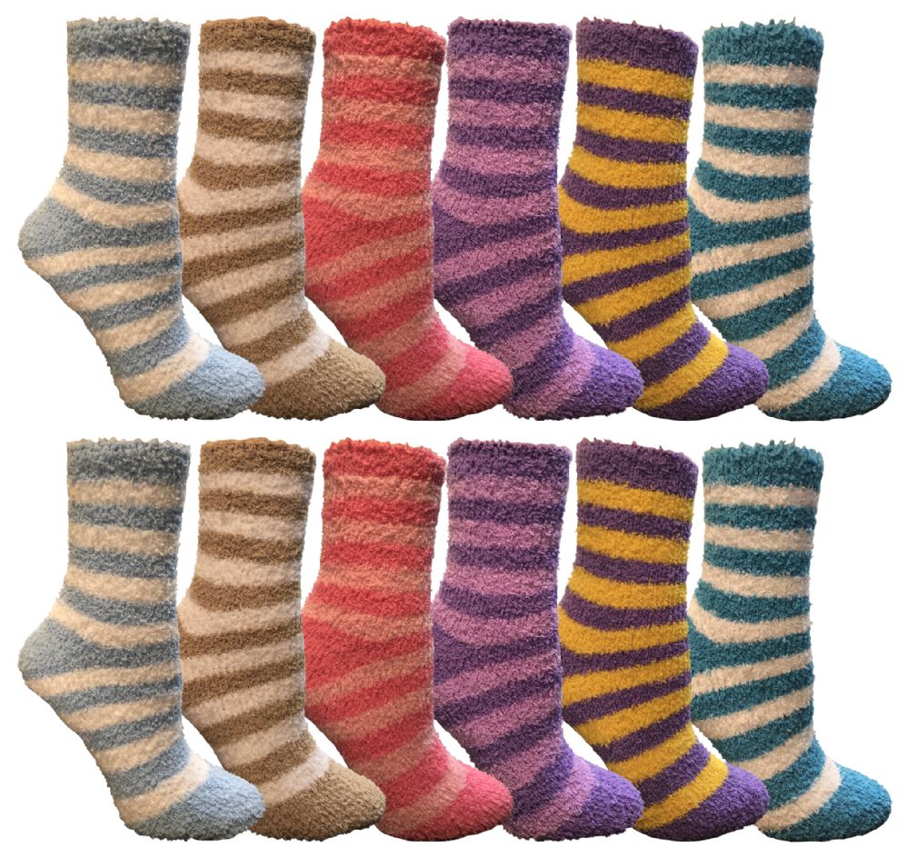 12 Wholesale Womens Fuzzy Snuggle Socks , Size 9-11 Comfort Socks ...